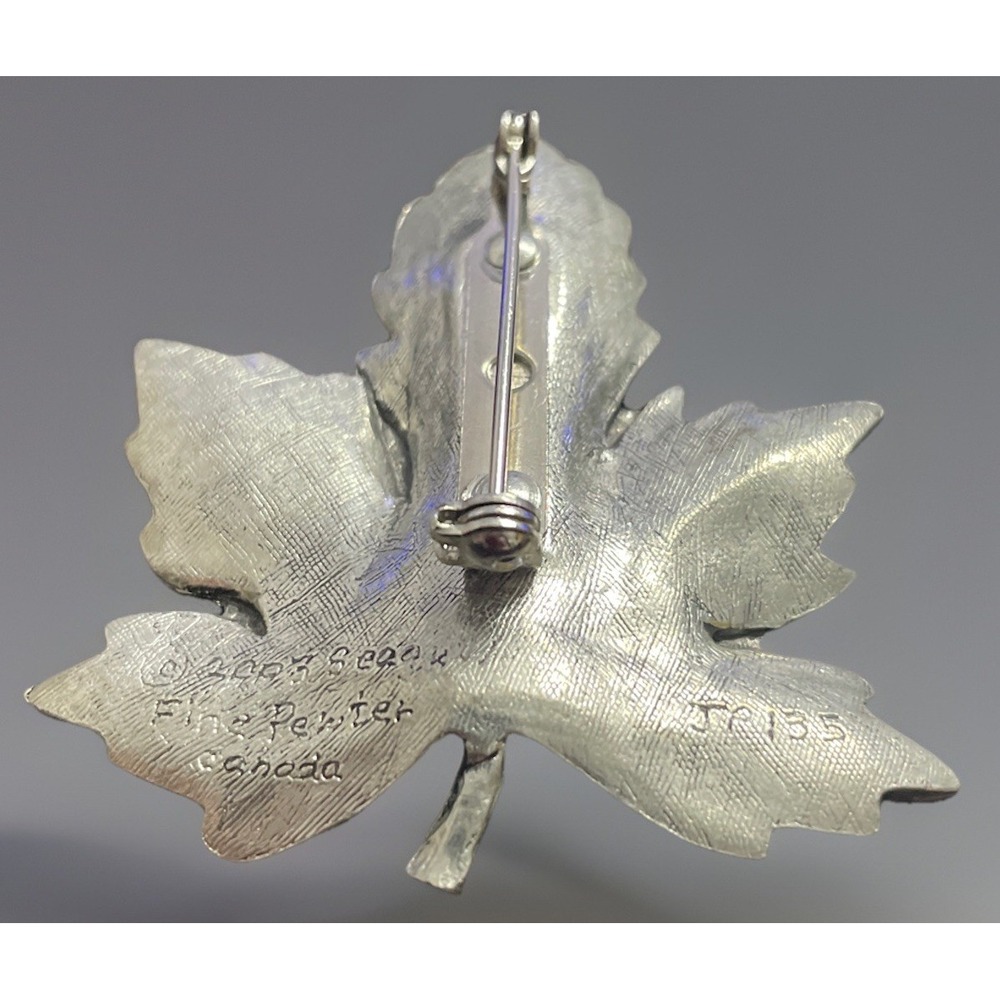 VTG 2003 Pewter Leaf Brooch Pin Canadian Maple Canada Fall JP135 - Picture 5 of 6